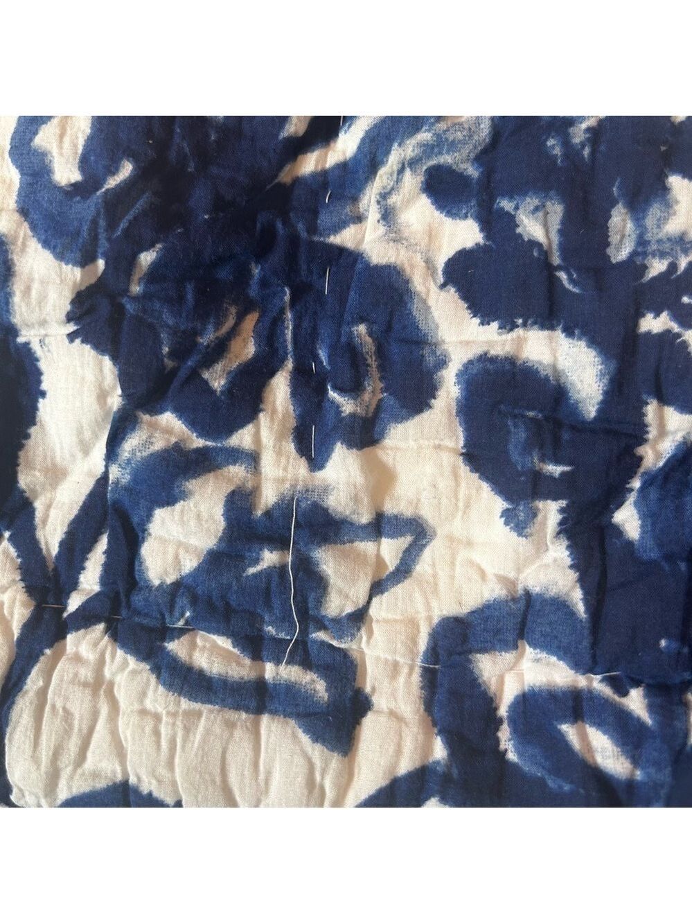 Anthropologie Pillow Sham Set of 2 Floral Blue White Quilted Cotton 19x26” - Picture 8 of 8